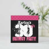 individuelle Name Schwarz-weiß Pink 30. Geburtstag Einladung (Stehend Vorderseite)