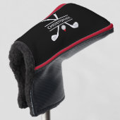 Individuelle Name Schwarz-weiß Red Golf Headcover (3/4 Vorderseite)