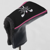 Individuelle Name Schwarz-weiß rosa Golf Headcover (3/4 Vorderseite)