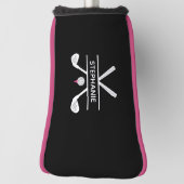 Individuelle Name Schwarz-weiß rosa Golf Headcover (Rotieren 90)