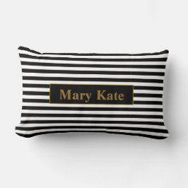 Individuelle Name Schwarz/Weiß Streifen Lendenkissen