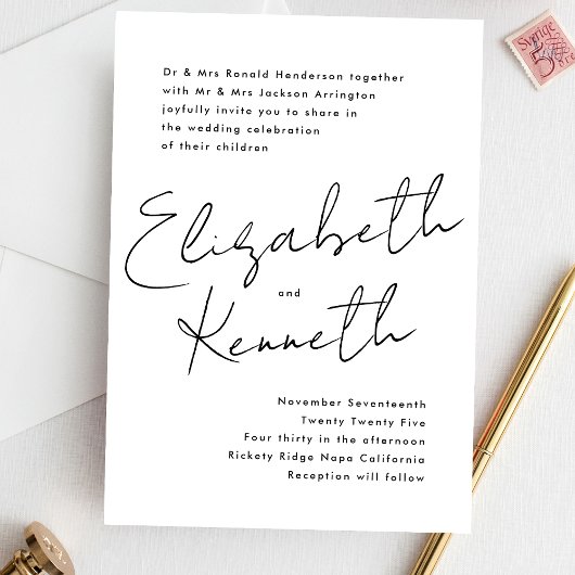 Individuelle Name Schwarz-weiße Haushaltshochzeit