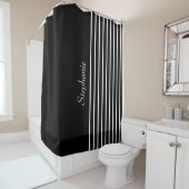 Individuelle Name Schwarz-weiße Streifen Muster 20 Duschvorhang (Beispiel)