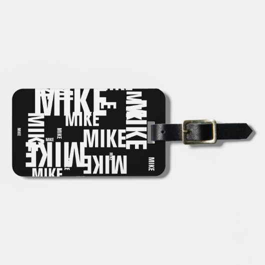 individuelle Name, schwarz-weiße Typografie Gepäckanhänger (Vorderseite horizontal)