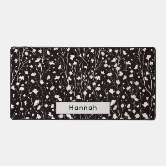 Individuelle Name Schwarz-weißes Blumengeschenk fü Schreibtischunterlage (Vorderseite)