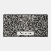 Individuelle Name Schwarz-weißes botanisches Büroz Schreibtischunterlage (Vorderseite)