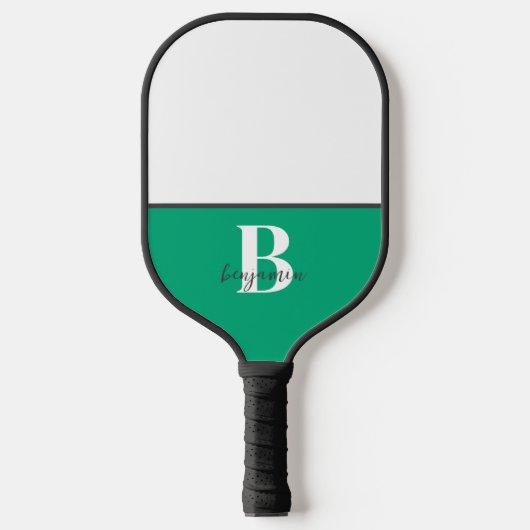 Individuelle Name Schwarz-weißes Monogramm Pickleb Pickleball Schläger (Vorderseite)