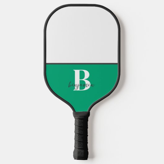Individuelle Name Schwarz-weißes Monogramm Pickleb Pickleball Schläger (Rückseite)