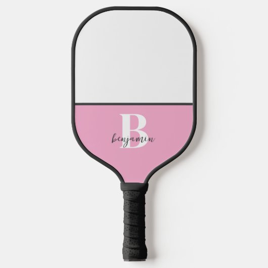 Individuelle Name Schwarz-weißes Monogramm Pickleb Pickleball Schläger (Vorderseite)