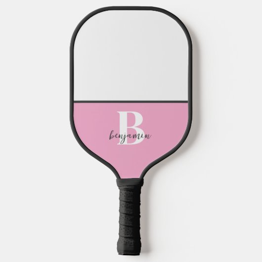 Individuelle Name Schwarz-weißes Monogramm Pickleb Pickleball Schläger (Rückseite)