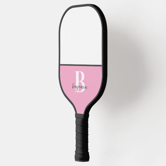 Individuelle Name Schwarz-weißes Monogramm Pickleb Pickleball Schläger (Links)