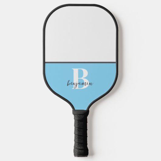 Individuelle Name Schwarz-weißes Monogramm Pickleb Pickleball Schläger (Vorderseite)