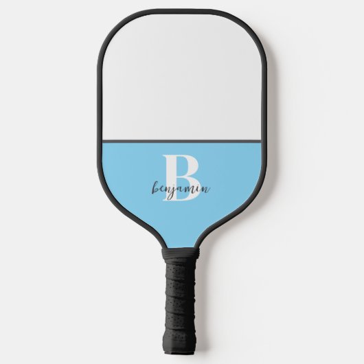 Individuelle Name Schwarz-weißes Monogramm Pickleb Pickleball Schläger (Rückseite)
