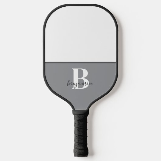 Individuelle Name Schwarz-weißes Monogramm Pickleb Pickleball Schläger (Vorderseite)