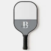 Individuelle Name Schwarz-weißes Monogramm Pickleb Pickleball Schläger (Rückseite)