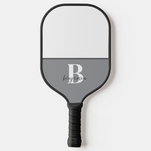 Individuelle Name Schwarz-weißes Monogramm Pickleb Pickleball Schläger (Rückseite)