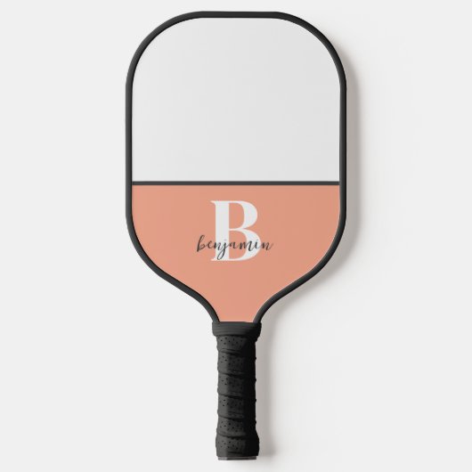 Individuelle Name Schwarz-weißes Monogramm Pickleb Pickleball Schläger (Vorderseite)