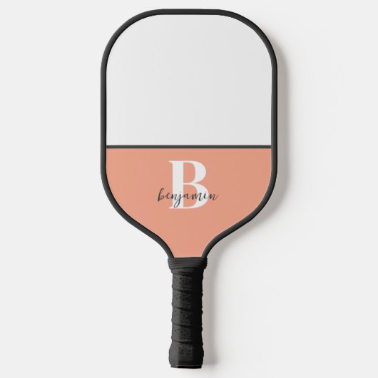 Individuelle Name Schwarz-weißes Monogramm Pickleb Pickleball Schläger (Rückseite)