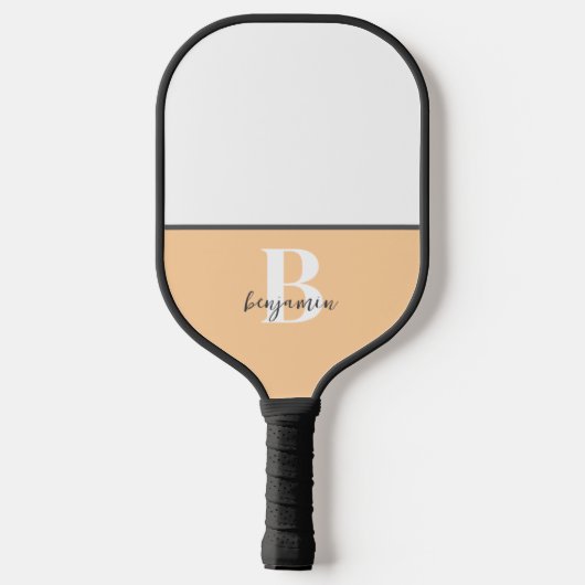 Individuelle Name Schwarz-weißes Monogramm Pickleb Pickleball Schläger (Rückseite)