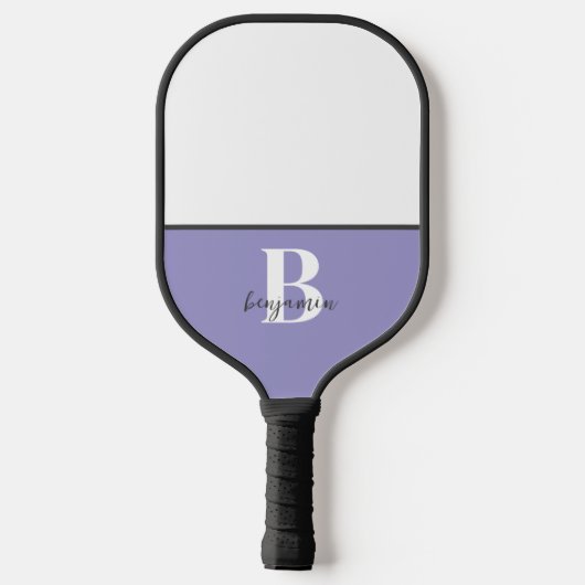 Individuelle Name Schwarz-weißes Monogramm Pickleb Pickleball Schläger (Rückseite)