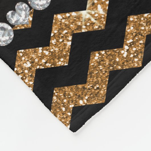 Individuelle Name Schwarzer Glitzer Fleecedecke (Ecke)