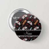 Individuelle Name Schwarzer Glitzer Krankenschwest Button (Vorne & Hinten)