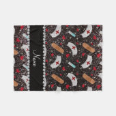 Individuelle Name Schwarzer Glitzer Krankenschwest Fleecedecke (Vorderseite (Horizontal))