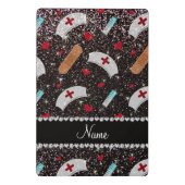 Individuelle Name Schwarzer Glitzer Krankenschwest Mini Klemmbrett (Rückseite)