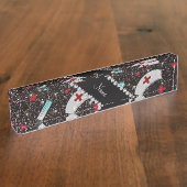 Individuelle Name Schwarzer Glitzer Krankenschwest Namensplakette (Seite)