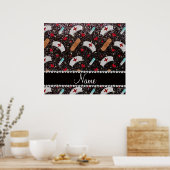 Individuelle Name Schwarzer Glitzer Krankenschwest Poster (Küche)