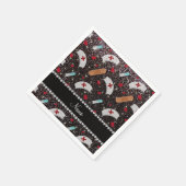 Individuelle Name Schwarzer Glitzer Krankenschwest Serviette (Ecke)