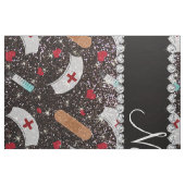Individuelle Name Schwarzer Glitzer Krankenschwest Stoff (Fat Quarter (45,7 x 55,9 cm))