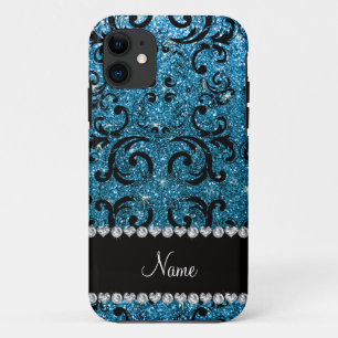 Individuelle Name Schwarzer Himmel Blau Glitzer Da Case-Mate iPhone Hülle
