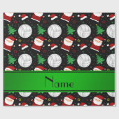 Individuelle Name Schwarzer Volleyball Weihnachtsm Geschenkpapier (Flach)