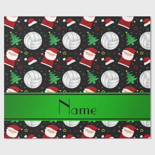 Individuelle Name Schwarzer Volleyball Weihnachtsm Geschenkpapier (Flach)