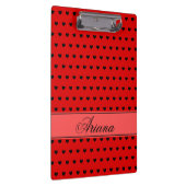 Individuelle Name, Schwarzes Herzmuster auf Rot Klemmbrett (Rechts)