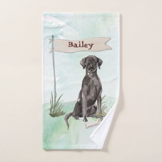 Individuelle Name Schwarzes Labor Badhandtuch Set (Handtuch)