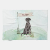 Individuelle Name Schwarzes Labor Geschirrtuch (Horizontal)