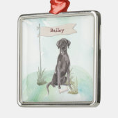 Individuelle Name Schwarzes Labor Ornament Aus Metall (Links)