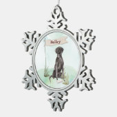 Individuelle Name Schwarzes Labor Schneeflocken Zinn-Ornament (Rechts)