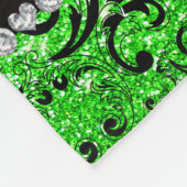 Individuelle Name Schwarzkalk-Glitzer-Damast Fleecedecke (Ecke)