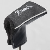 Individuelle Name-Schwarzleder Golf Headcover (3/4 Vorderseite)
