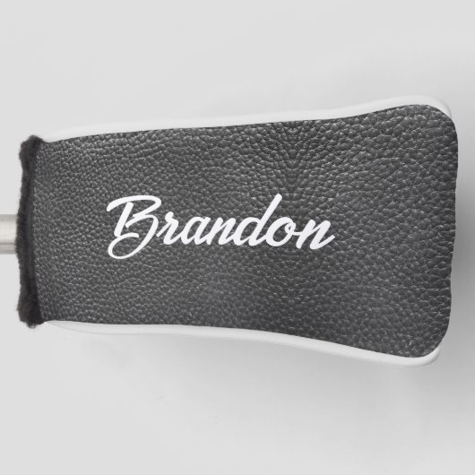 Individuelle Name-Schwarzleder Golf Headcover (Vorderseite)