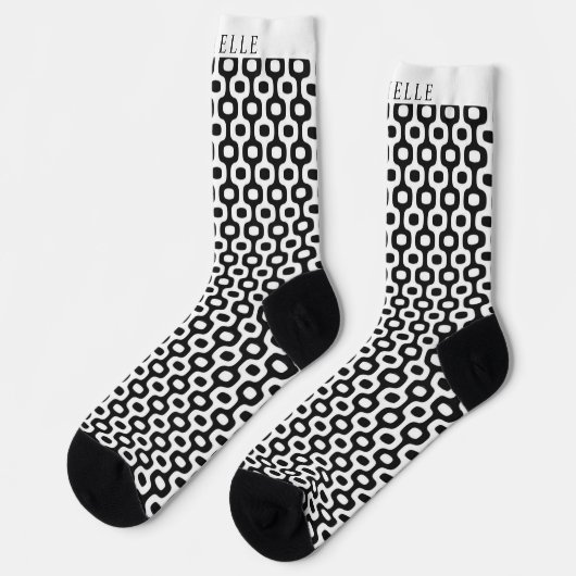 Individuelle Name Schwarzweiß-Ipanema Geometrisch Socken (Linkes Detail)