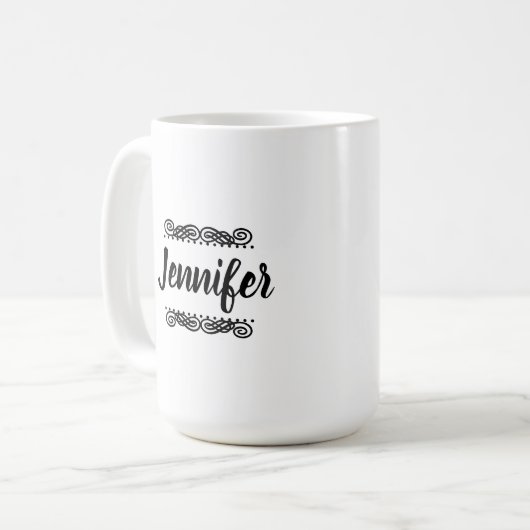 Individuelle Name Schwarzweiß Kaffeetasse (Vorderseite Links)