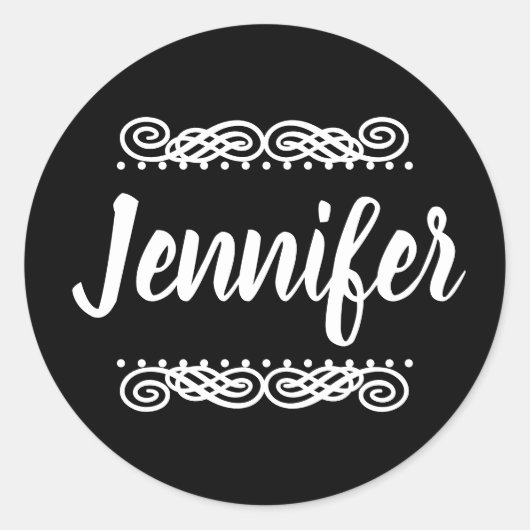 Individuelle Name Schwarzweiß Runder Aufkleber (Vorderseite)