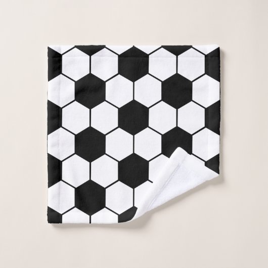 Individuelle Name Schwarzweißball-Muster Badhandtuch Set (Waschlappen)