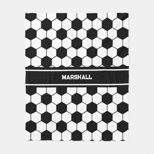Individuelle Name Schwarzweißball-Muster Fleecedecke (Vorderseite)