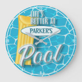Individuelle Name Schwimmbad Party Aquatics Spaß Große Wanduhr (Vorderseite)