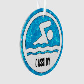 Individuelle Name Schwimmen Schwimmen Weihnachten Ornament (Vorderseite)